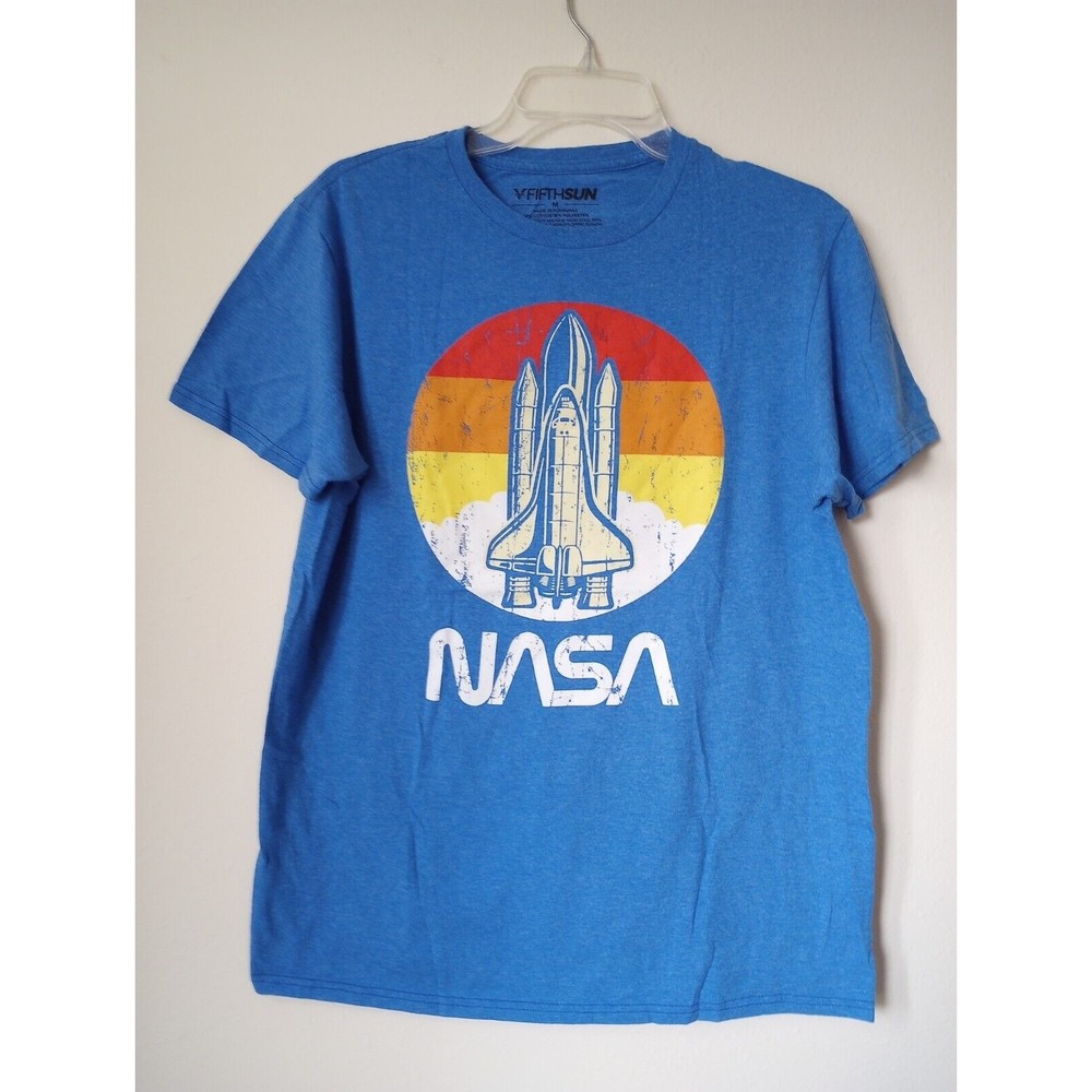 Fifthsun Nasa Men's Med. Blue Crew Neck Short Sleeve T-Shirt